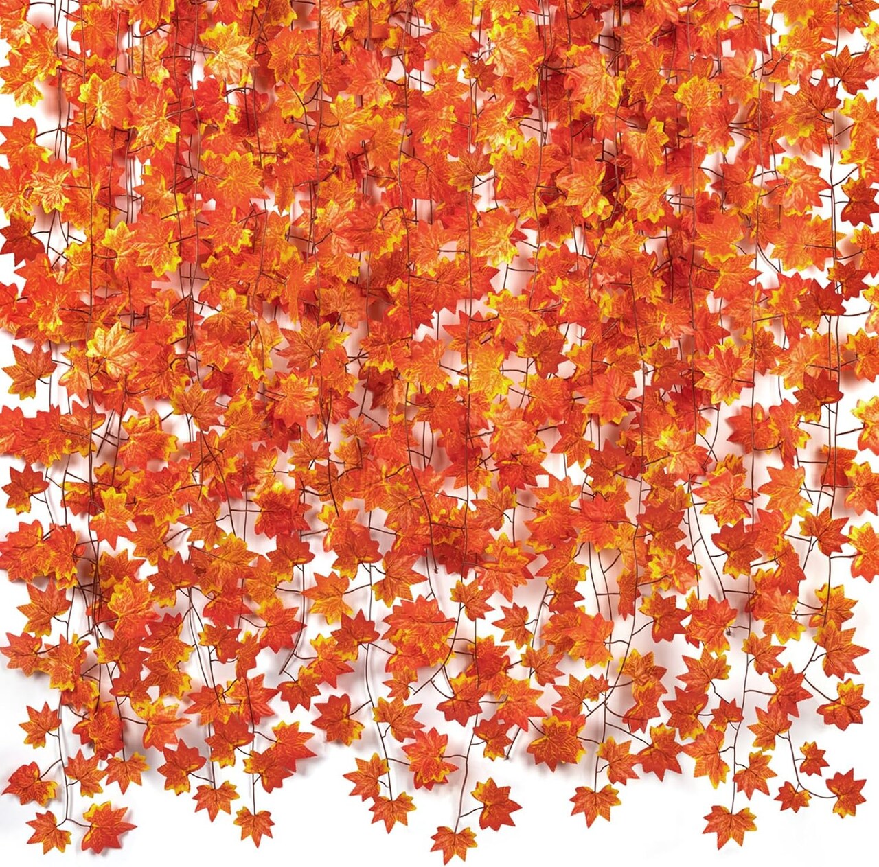 5 Pack Fall Leaf Garland,Artificial Fall Vines Autumn Garland Fall Maple Leaves Thanksgiving Decor for Home Wedding Fireplace Christmas